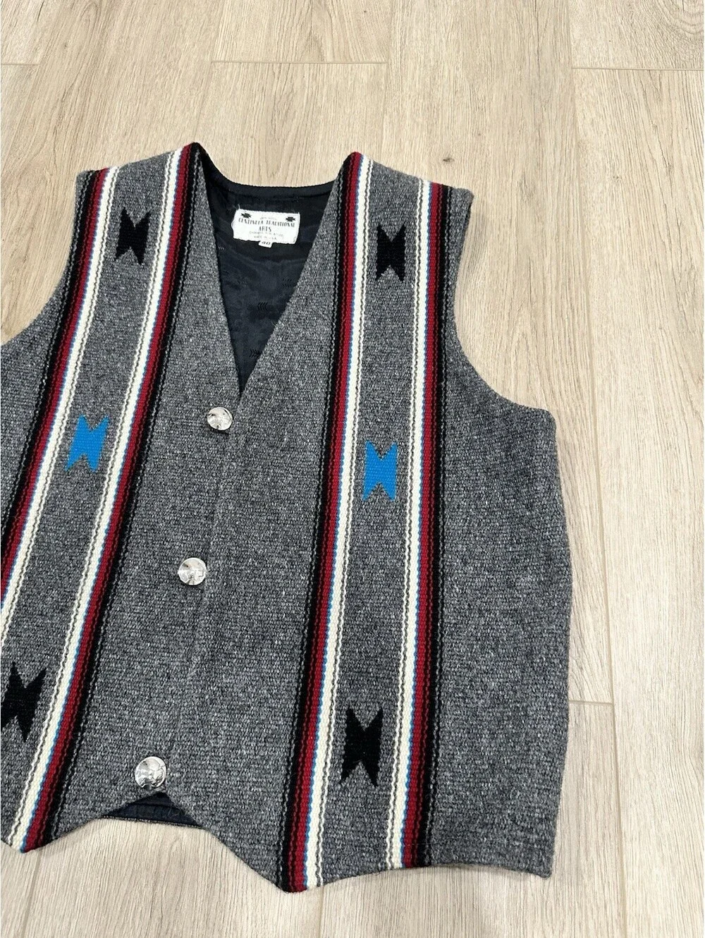 Ceremonial Native American Wool Vest Centinela Traditional Arts Chimayo Size 40